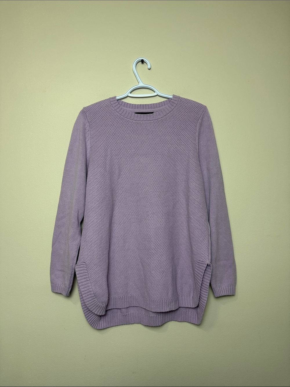 Love & Legend Lavender Crewneck Textured Knit Sweater size X